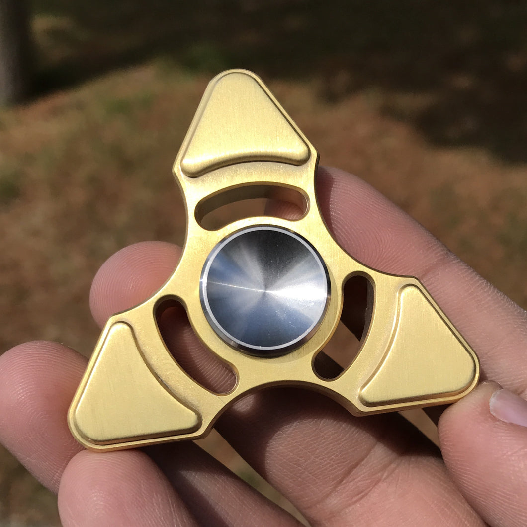 Votri Fidget Spinner, Brass Tri with R188 Removable Bearing