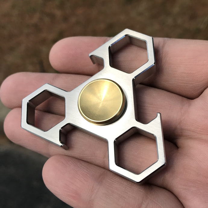 Nextri Fidget Spinner, Stainless Steel Tri with R188 Removable Bearing